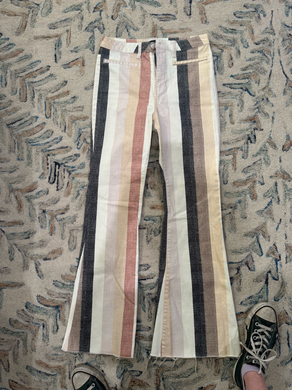 Forever 21 Multicolor Vertical Stripe Flare Jeans